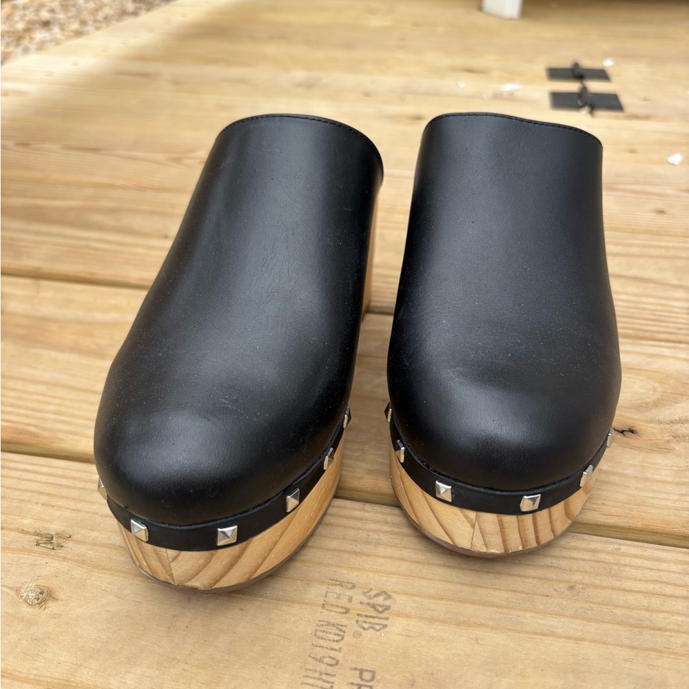 Steve Madden Black Brooklyn Clogs Mules Slides Boho Chic wooden bottom Size 8 - Picture 4 of 10